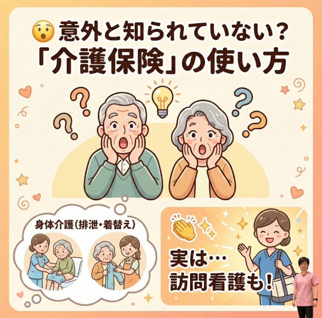 意外と知られていない？
「介護保険」の使い方。
実は訪問看護も使えます。
